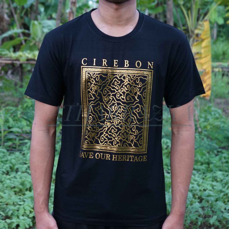 Kaos Cirebon Motif Batik Emas - Kaos Cirebon Batik