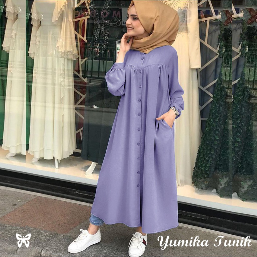 HOPYLOVY - YUMIKA LONG DRESS TUNIK PANJANG WANITA