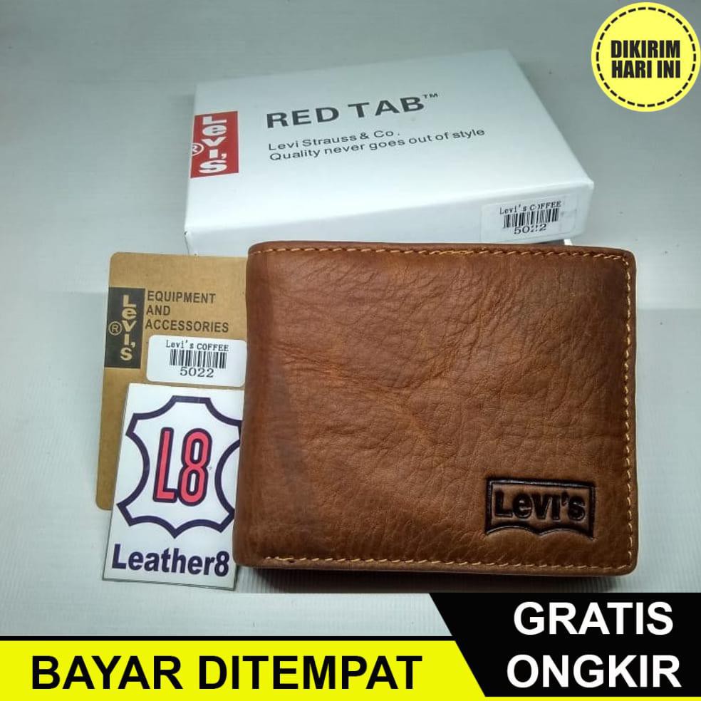 (BAYAR DITEMPAT) JB1297 DOMPET KULIT PRIA SUPER PREMIUM LIPAT 3DIMENSI LEVIS 5022 POLOS ORIGINAL