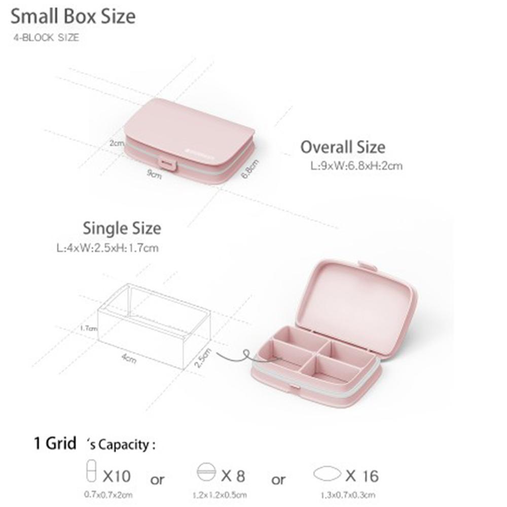 QUINTON 7hari Pill Box Portable High Quality Candy Box 4 /6 Grid Pill Box Obat Organizer Case Kotak Penyimpanan