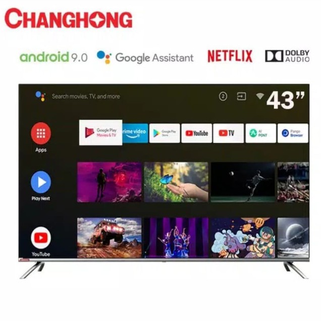 Changhong 43 Inch borderless Netflix TV Google certified Android 9.0 Smart TV LED TV (Model：L 43H7)