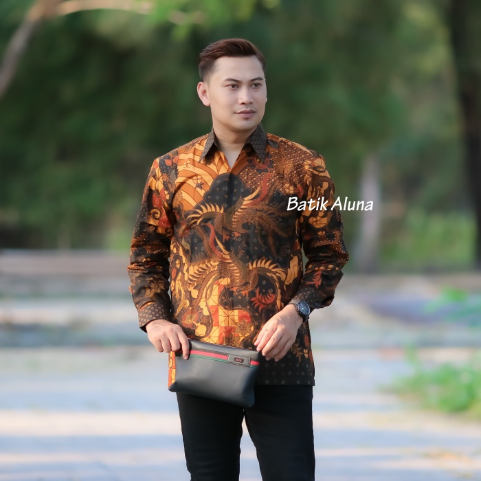 Batik Pria Kemeja Batik Pria Lengan Panjang Premium Terbaru 2023 Exclusive Batik Kantoran Mewah Ori Full Furing BY FASHION BATIK ALUNA