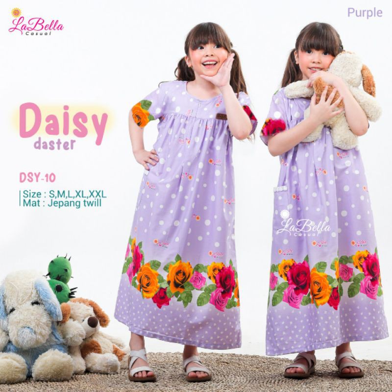 BAJU ANAK LABELLA-DASTER DAISY MOTIF FLOWER DRESS ANAK HARIAN BAHAN KATUN JEPANG