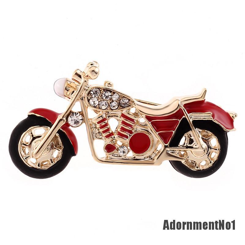 (Adornmentno1) Bros Pin Enamel Desain Motor Hias Kristal Berlian Imitasi