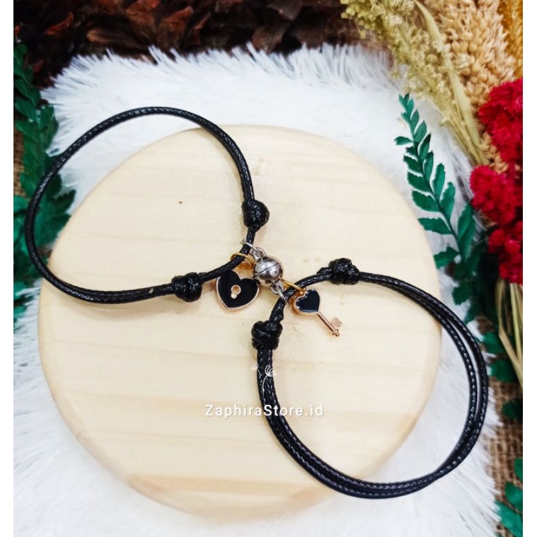 ZaphiraStore [PROMO] 2PCS GELANG KUNCI GEMBOK LOVE/ KUNCILOVE | Gelang Pasangan Pria Wanita