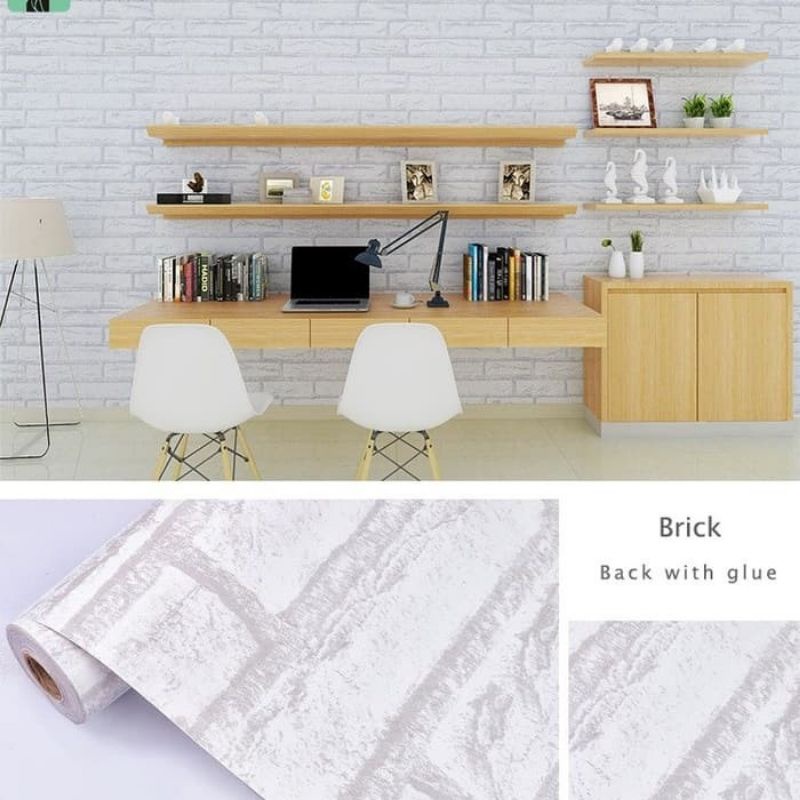Wallpaper Dinding Batu Sticker Dinding Batu-bata Putih