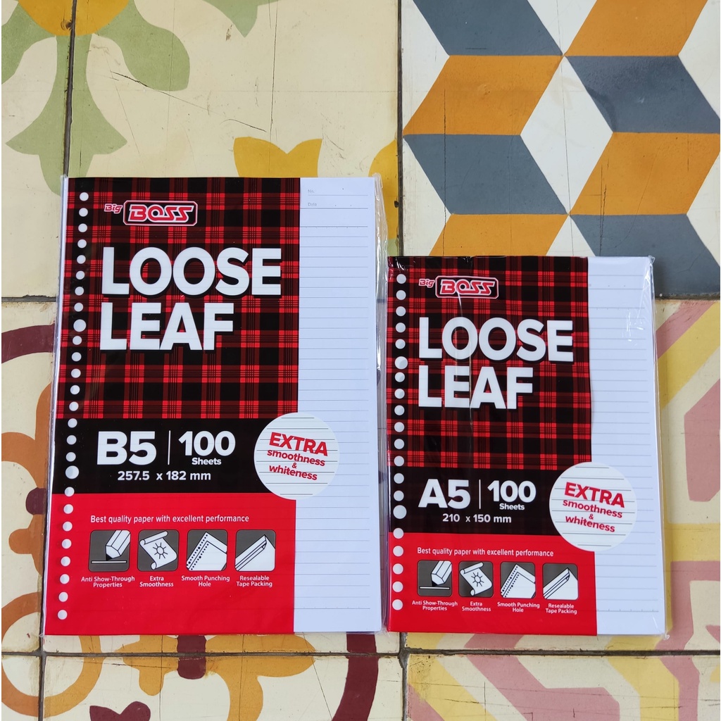 

KERTAS BINDER LOOSE LEAF GARIS UKURAN A5/20RING DAN B5/26RING ISI 100 LEMBAR