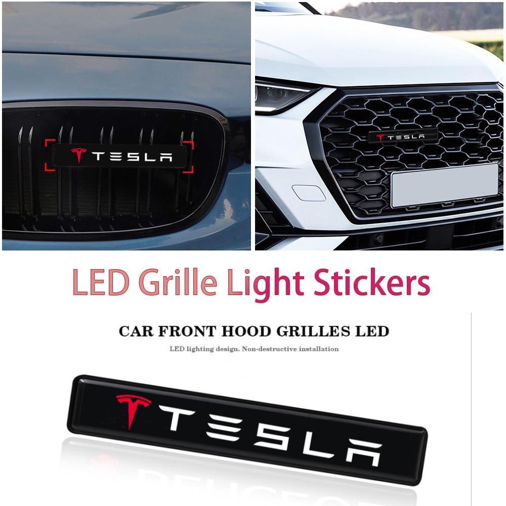 Tesla Lampu LED Logo Untuk Grill Depan Mobil