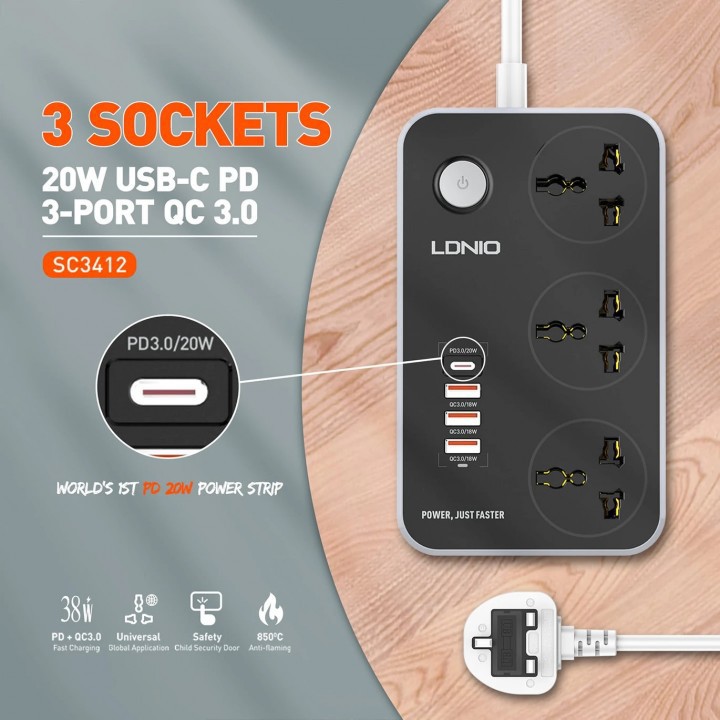 STOP KONTAK LDNIO FAST CHARGING CHARGER 6 PORT USB FAST CHARGING COLOKAN LISTRIK SMART TRAVEL JS139