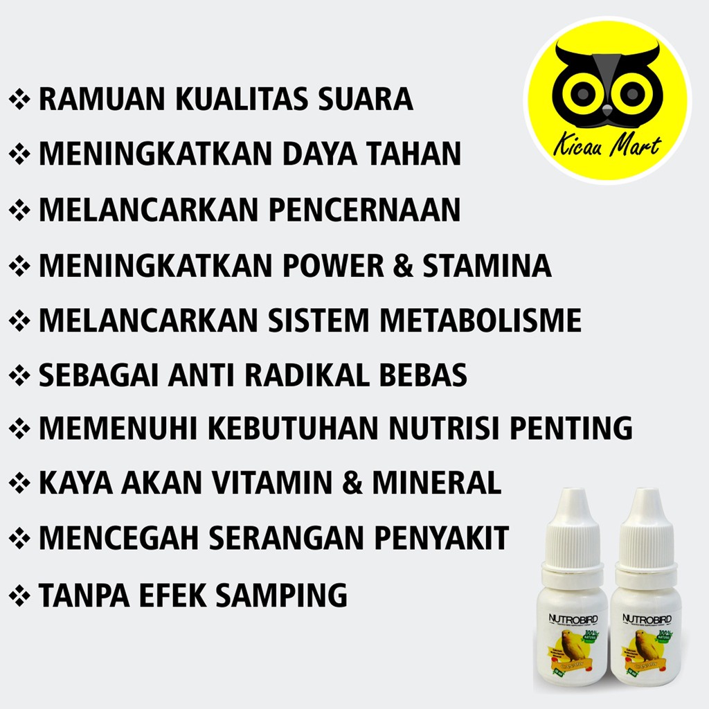 NUTROBIRD KENARI VITAMIN OBAT PENGGACOR BURUNG KENARI CANARY HARIAN LOMBA OBAT ANTI MACET BUNYI LESU DROP DOPING GACOR MURAI NOKNR