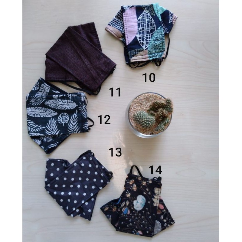 Masker kain earloop/headloop hijab polos/motif