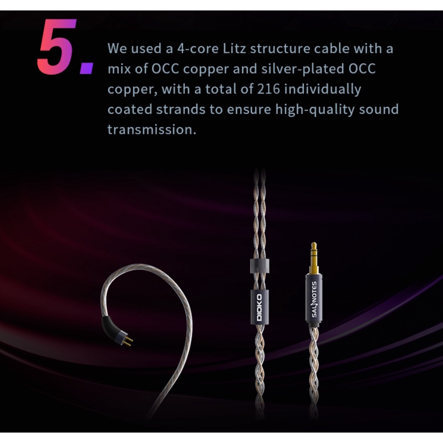 Dioko Earphone In Ear HiFi 7HZ 14.6mm 7HZ Bisa Dilepas Untuk Mendengarkan Musik