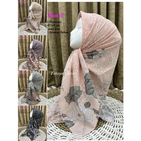 Hijab VOAL PREMIUM Motif 132 Jilbab Segiempat Motif Laser Cut