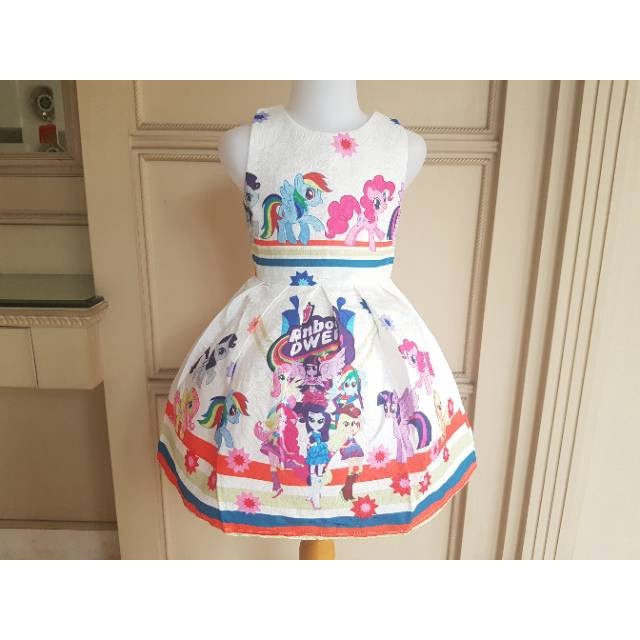 Gaun Anak - Anak Poni Pony Tahun Dress Dress Putih Lucu Kuda Little Pink Ulang Tos