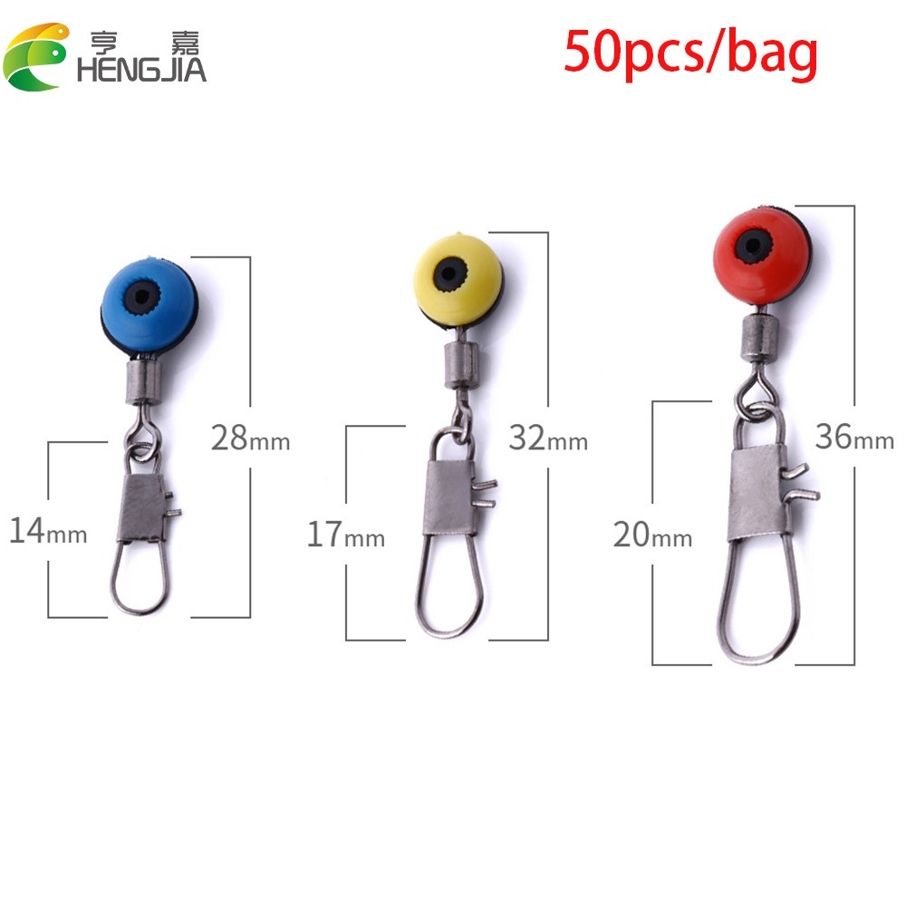 HENGJIA 50PCS/Bag Fishing Float Bobber Space Beans Interlock Snap Connector Sea Fishing Lure