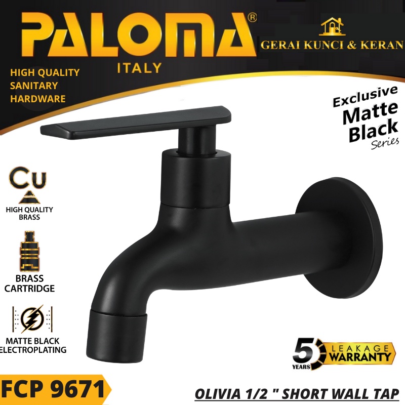 PALOMA FCP 9671 Keran Taman Bak Mandi Cuci Dinding Tembok Kran Air HITAM BLACK MATTE