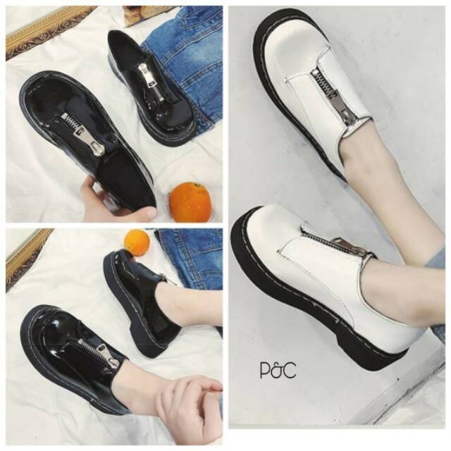 Sepatu docmart pendek cewek model resleting santai main jalan kerja kantor kuliah cewek cantik murah
