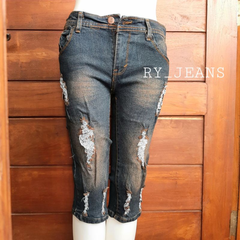 jeans pendek wanita celana pendek 7/8 wanita jeans sobek