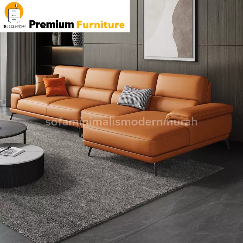 Promo Sofa Minimalis Modern - Sofa L Sudut - Kursi Ruang Tamu - Sofa Kulit Mewah - Sofa Bed