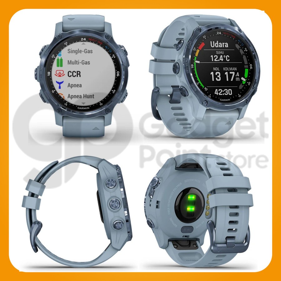 Garmin Smart Watch Descent Mk2 Stainless Steel with Black Band - Garansi Resmi TAM 2 Tahun