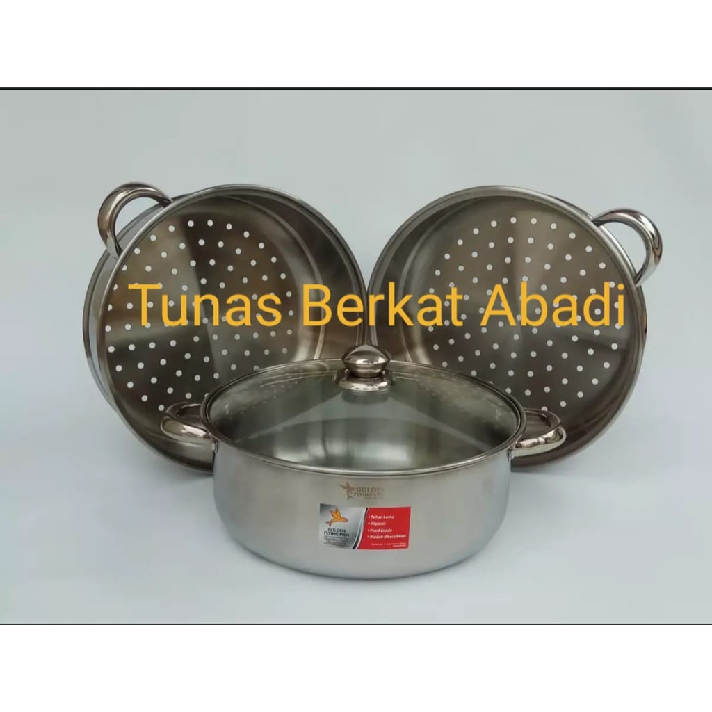 Panci 3 Susun 30 cm / 26 cm Golden Flying Fish / Steamer Set 3 Susun 30 cm / 26 cm