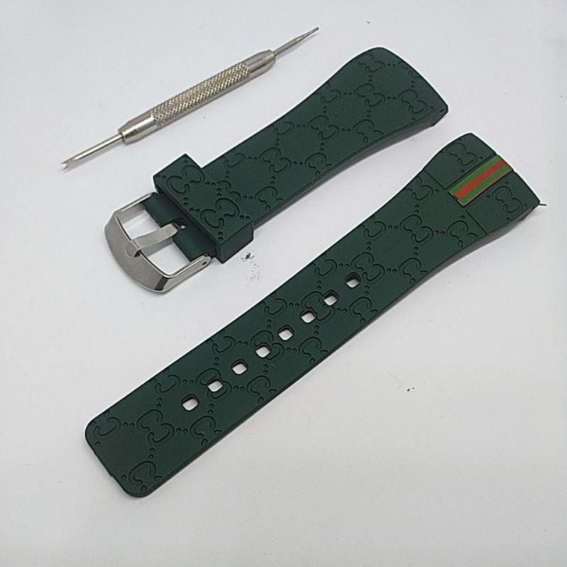 TALI STRAP JAM TANGAN GUCI GRADE SUPER RUBBER STRAP TALI KARET JAM GUCI FREE OBENG REMOVER