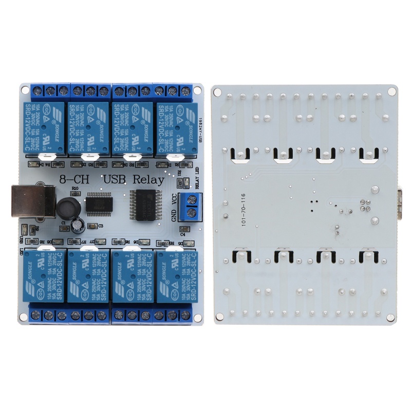 Btsg 8-Channel 12V Papan Relay USB, 8-Channel 12V Untuk DC Type-B USB Relay Board Module Controller Komputer Untuk Otomatiso