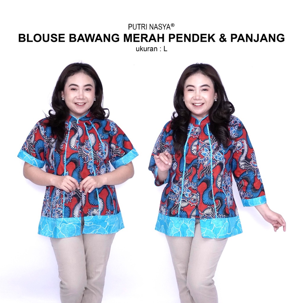 Atasan Batik Jumbo Wanita Kerja Blouse Big Size Batik Wanita S-M-L-XL-2L-3L-4L-5L-6L-7L Blus Jumbo Kerja Seragam Batik / Atasan Batik Kantor Super Big LD 140 Bahan Katun Formal / Pakaian Batik Kekinian Model Terbaru Wanita Trendy Modern