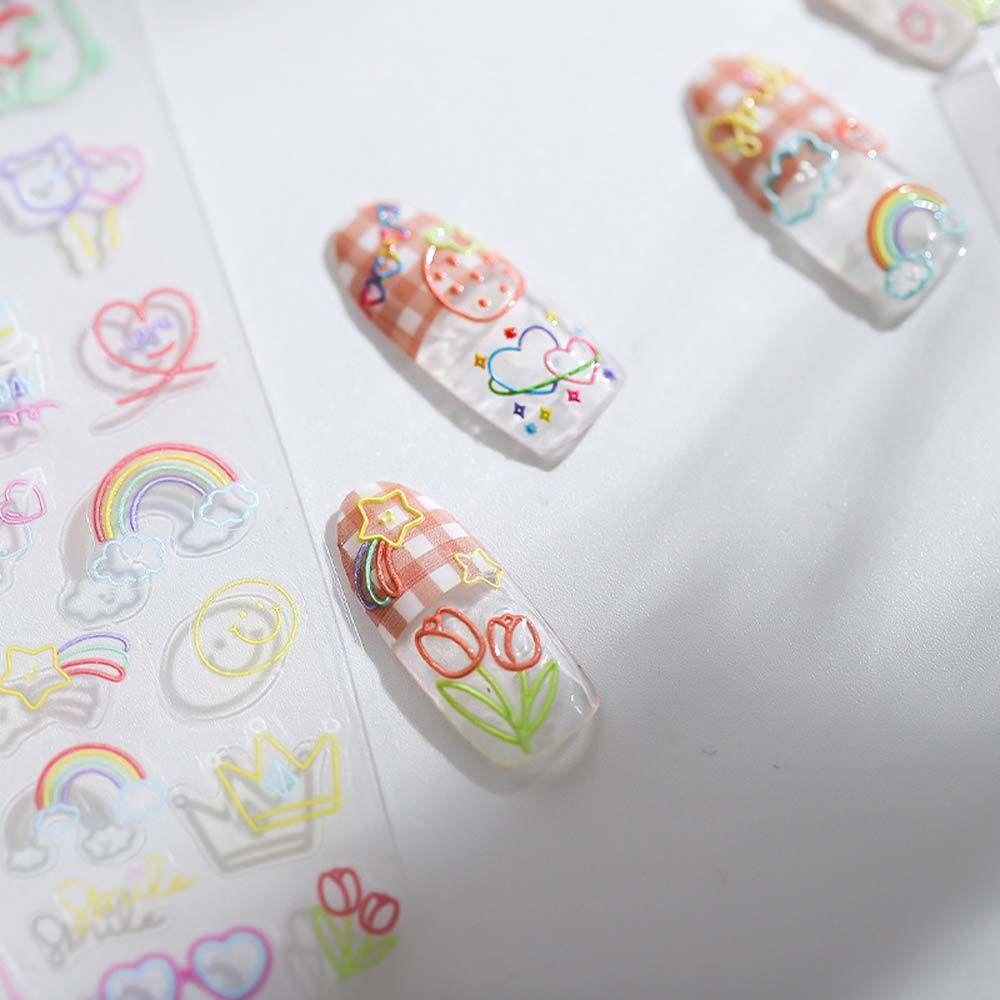 Mxbeauty Kartun Stiker Kuku Wanita Perekat Diri Manicure Aksesoris Fairy Tale Bears Nail Art Dekorasi