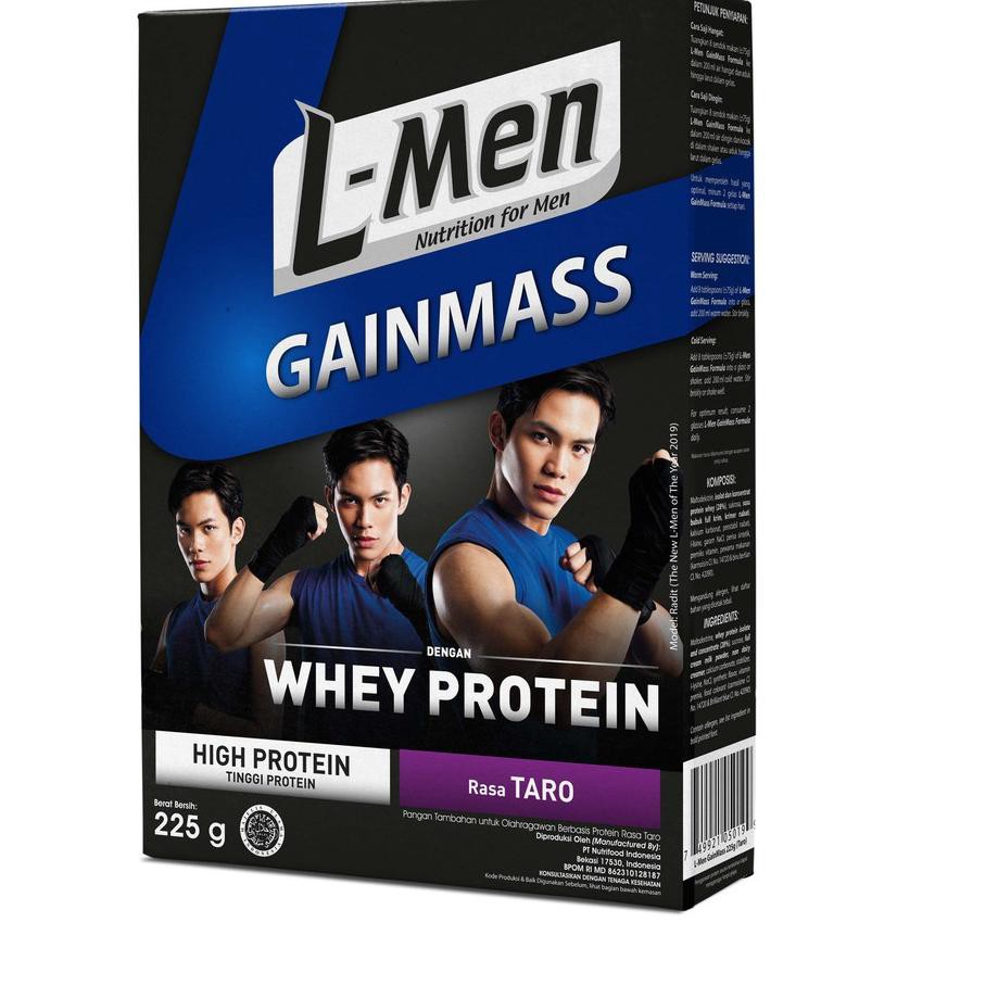 ✅ QJM L-Men Gain Mass Taro 225gr Susu Tinggi Whey Protein Lmen Gainmass Penaah Massa Otot Terbaru