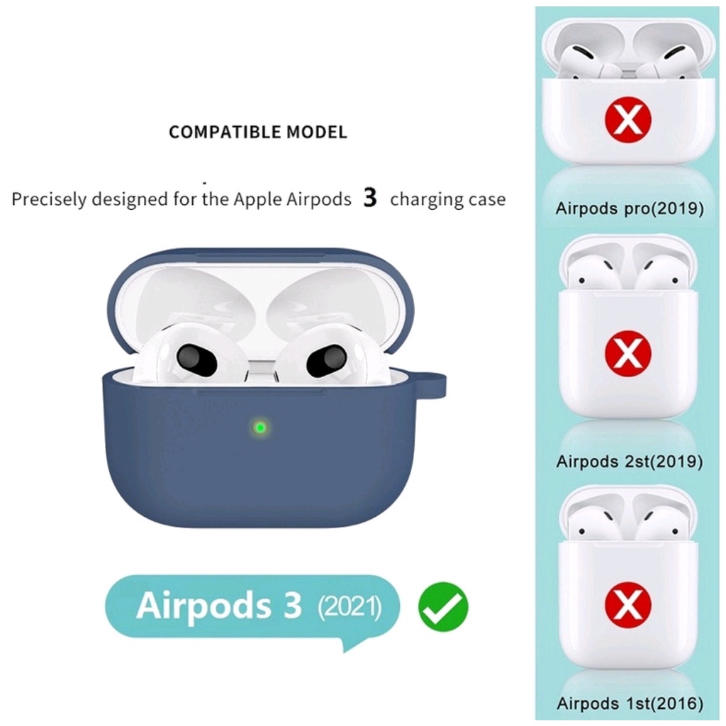 Soft Silicone Apple AIRPODS 3 2021 case cover soft with hook AIRPOD