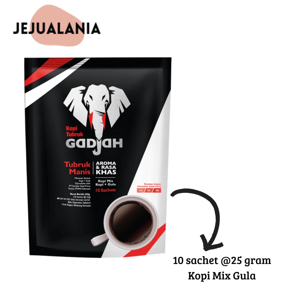 Jual Kopi Gadjah Tubruk Manis Mix Gula 10 25gr Shopee Indonesia