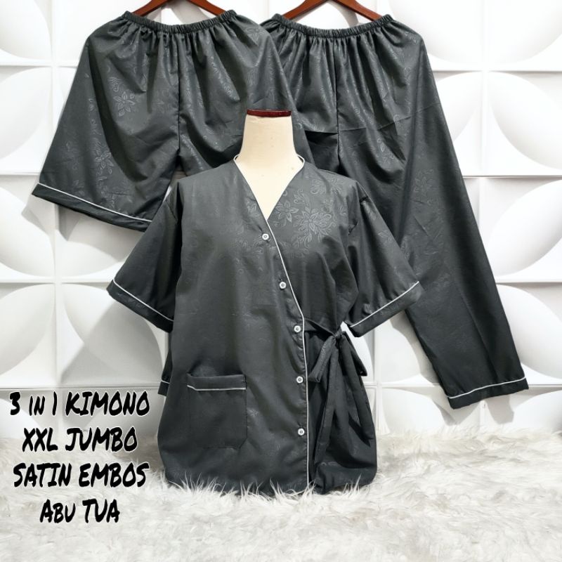 PIYAMA KIMONO 3IN1 XXL JUMBO SATIN EMBOS