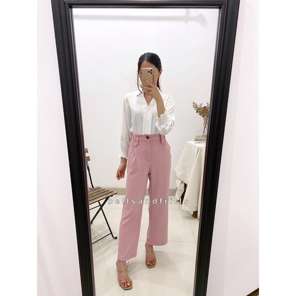 RENA Pants Knit Kancing Formal Kulot / Kulot Korea Casual / Loose Pants Wanita 1017