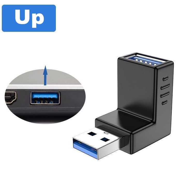 Extension USB 2.0 &amp; 3.0 bentuk L cowok ke cewek male to female untuk menjangkau tempat yang sempit UP Konverter L Shape USB 3.0 Type A Male ke A Female USB 3 Male to Female Adapter Connector Kit,USB 3.0 Header 90 Degree Derajat TV Notebook