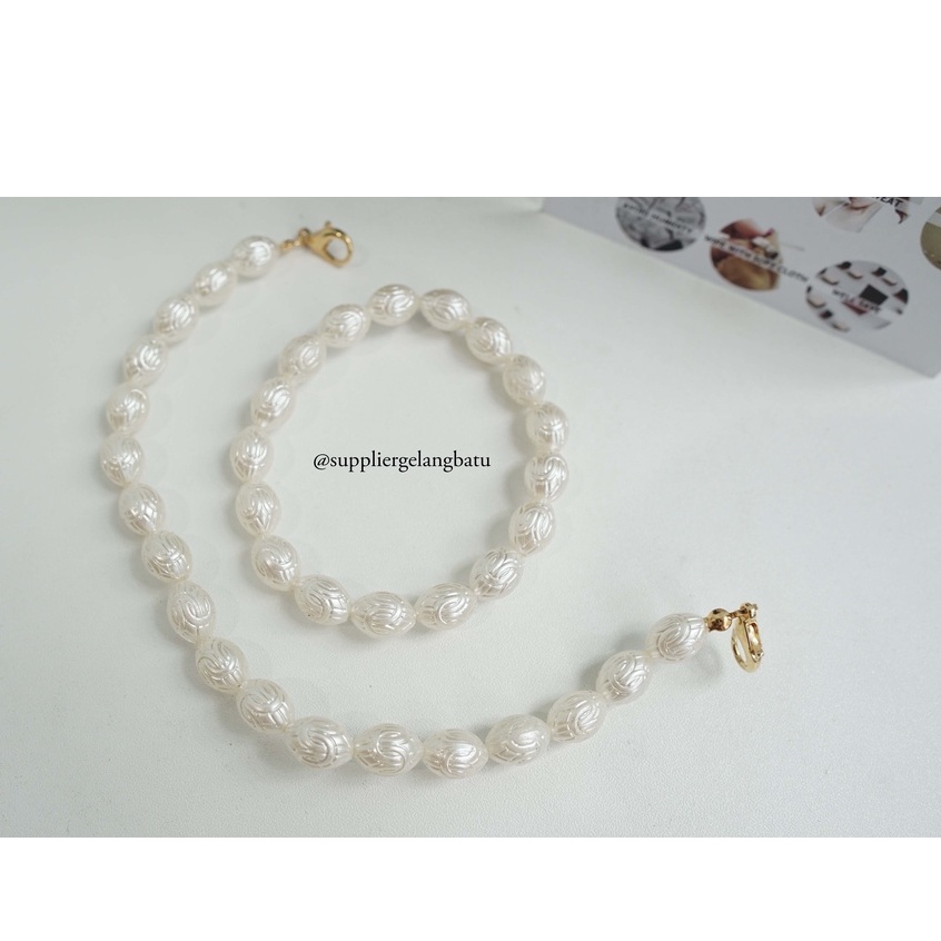 1 set STRAP MASK dan GELANG Mutiara Sintetis TELUR PASKAH 10MM ANAK