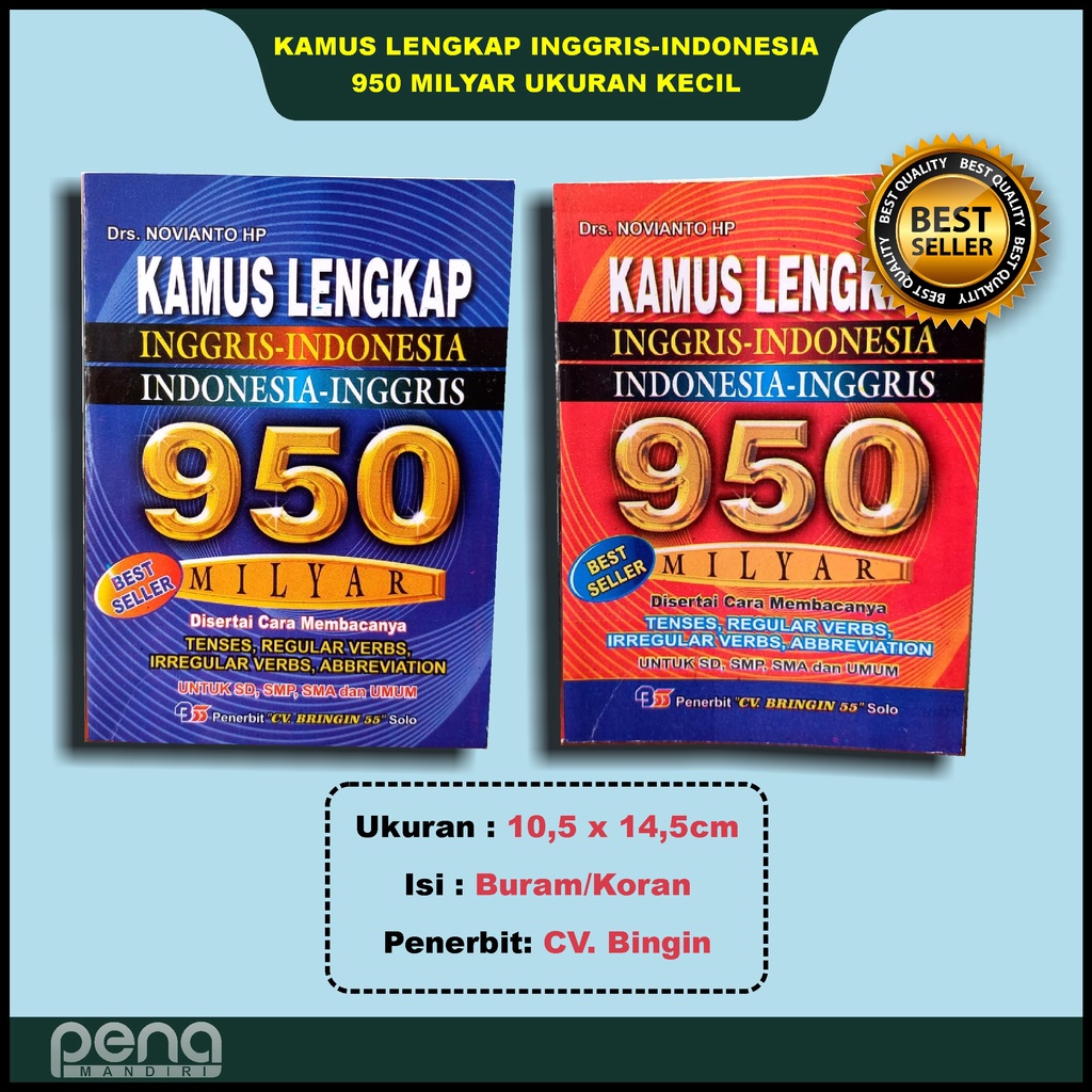 KAMUS LENGKAP BAHASA INGGRIS-INDONESIA 950 MILYAR UKURAN KECIL