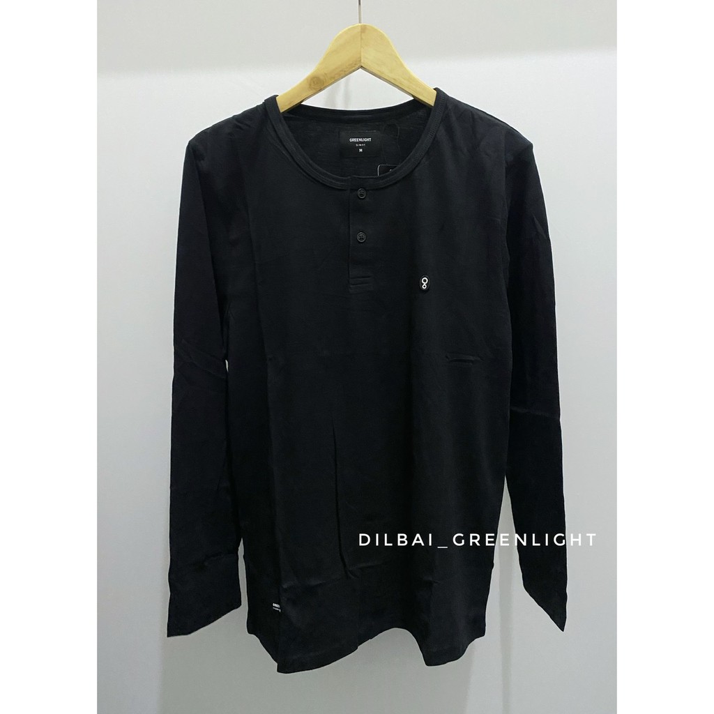 Kaos Kancing Hitam Polos GREENLIGHT ORIGINAL - Lengan Panjang - TG1611