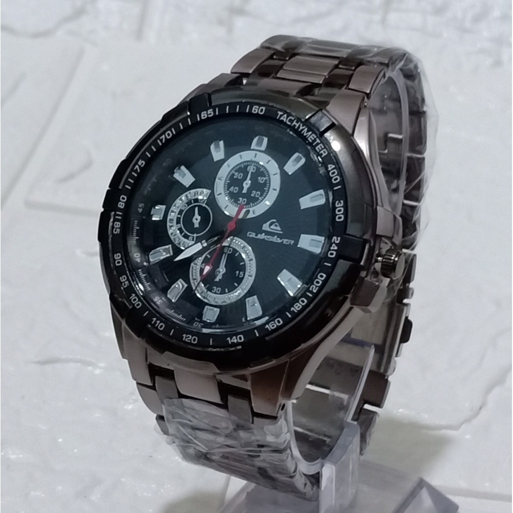 Jam Tangan Pria Sporty Kasual Crono Hiasan QS Cronicle Rantai Stainlist Steel