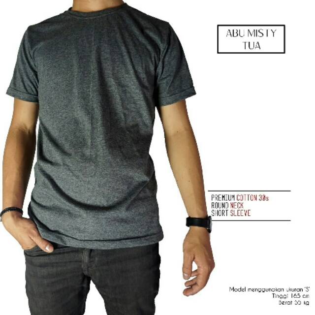 Jual Kaos Warna Abu Abu Misty Tua Kaos Polos Pria Tshirt Baju