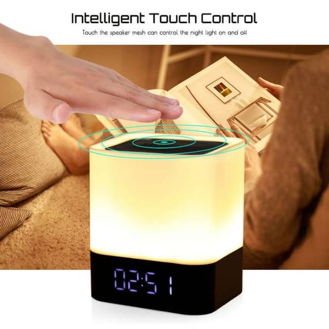 3 in 1 Jam Alarm + Speaker Bluetooth + Lampu Tidur RGB LED