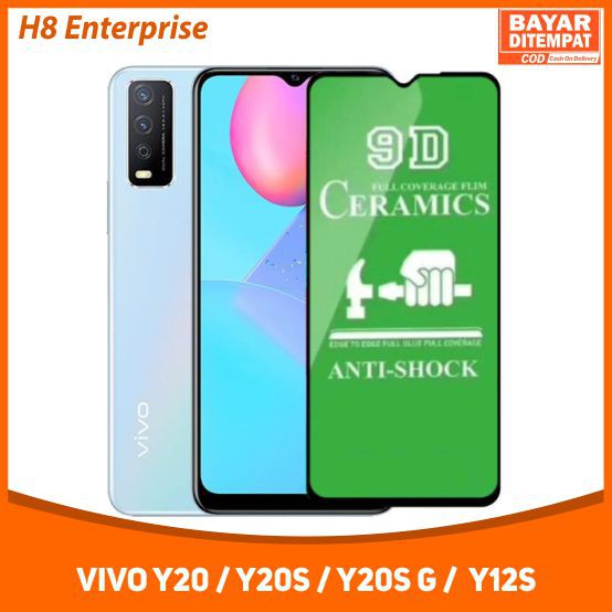 H8 Tempered Glass CERAMIC Full Cover BLUELIGHT ANTI RADIASI Anti Shock For Vivo Y12s / Y20 / Y20s G