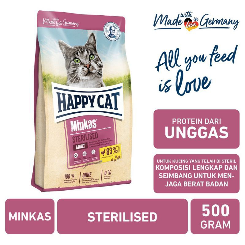 Happy Cat Minkas Sterilised 500gr Freshpack / Makanan Kucing