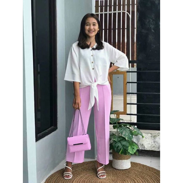 kulot scuba putih/celana panjang termurah/KULOT SCUBA CUBIT PREMIUM / KULOT PUTIH TULANG / KULOT HIG