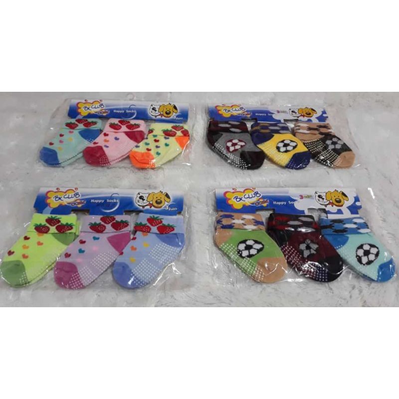 kaos kaki bayi 3pcs umur kisarn 0-6 bulan/6- 24bulan