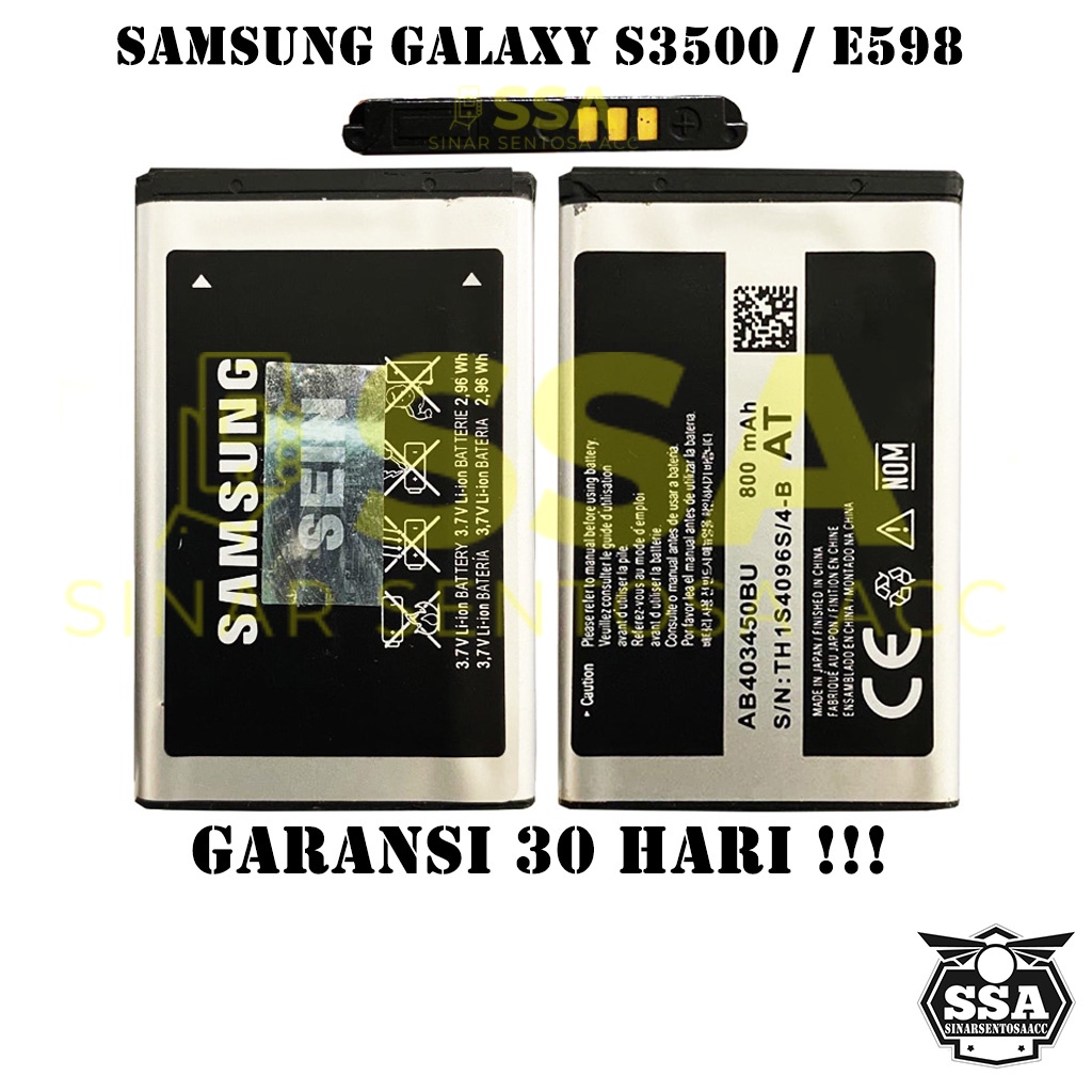 Baterai Original OEM Samsung Galaxy S3500 E598 AB403450BU B403 S 3500 E 598 HP Ori Battery Batrai Batre Batu Batere GARANSI AWET MURAH