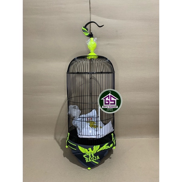 SANGKAR KANDANG LOVEBIRD RADJA 3D CARBON HIJAU STABILO