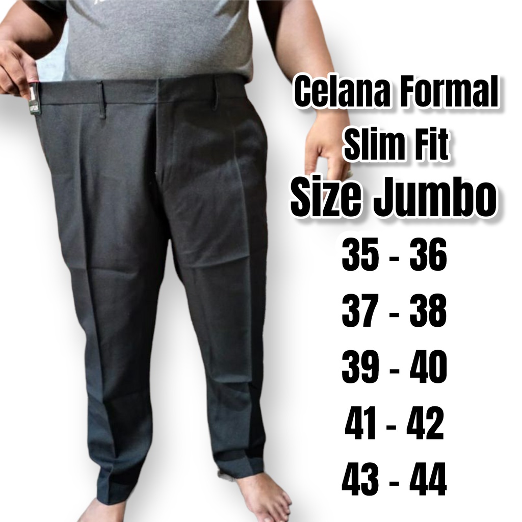 Mickonova Celana Formal Pria Slim Fit Jumbo Big Size Kantoran Laki Laki Bahan Kain Clana Panjang Fashion Pria