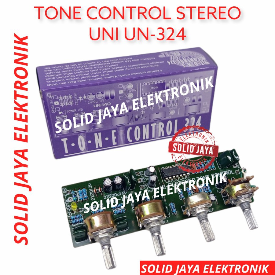 KIT TONE CONTROL STEREO 324 HI FI STEREO TONE KONTROL 4 POTENSIO BASS TREABLE BALANCE VOLUME UNI 140