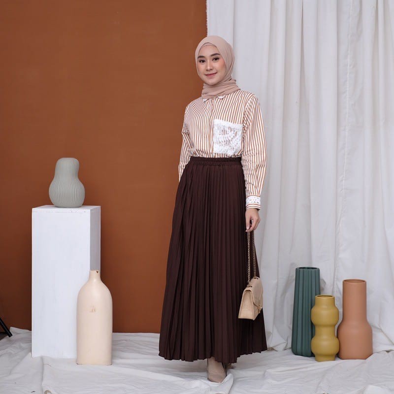 Rok Plisket Wanita Premium / Rok RempeL 100 CM / Rok Lipet / Rok Plisket Panjang